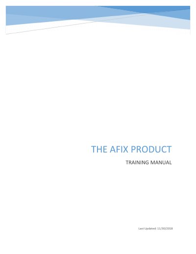 AFIX Product End User Training Manual - cover page