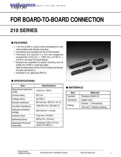 FUJITSU 210 SERIES DATA SHEET - cover page