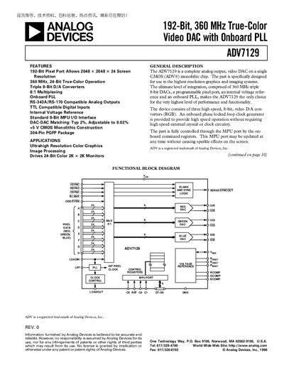 Analog Devices ADV7129 Datasheet