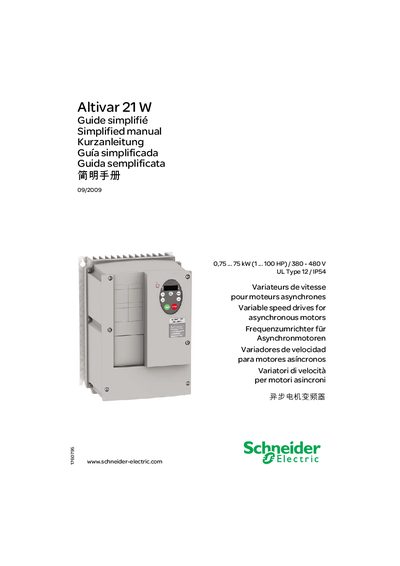 Schneider Altivar 21W Simplified Manual