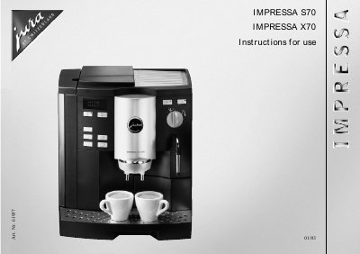 Jura Impressa S70/X70 Coffee Machine Instructions for Use - cover page