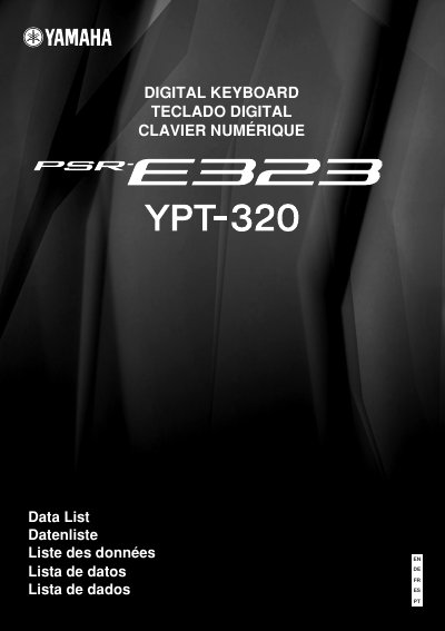 Yamaha PSR-E323/YPT-320 MIDI Implementation Chart - cover page