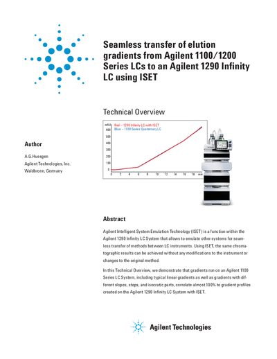Agilent Seamless transfer of elution gradients from Agilent 1100/1200 Series LCs to an Agilent 1290 Infinity LC using ISET Manual - cover page