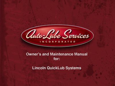 Lincoln QuickLub Systems Owner’s and Maintenance Manual - cover page