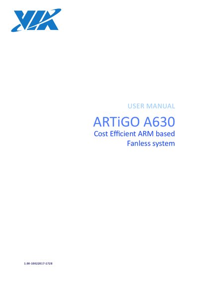 VIA ARTiGO A630 User Manual - cover page