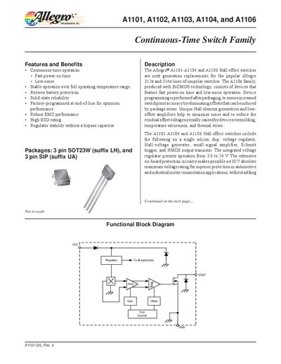 ALLEGRO MICROSYSTEMS A1101 A1102 A1103 A1104 A1106 Manual - cover page