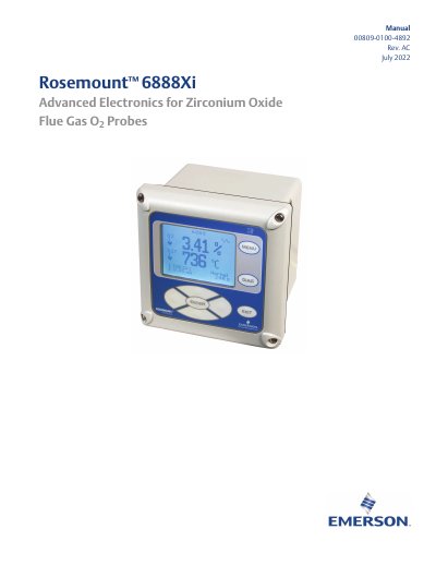 Rosemount 6888Xi Advanced Electronics O2 Probes Installation and Operation Manual - cover page