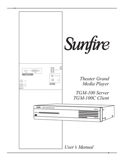 Sunfire TGM-100 Server & TGM-100C Client User Manual - cover page