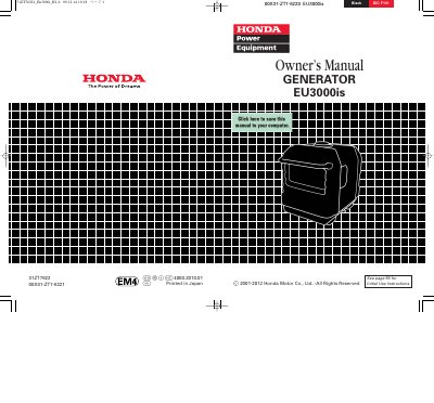 Honda EU3000is Generator Owner's Manual - cover page