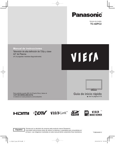 Panasonic TC-42PC2 Plasma TV User Guide - cover page