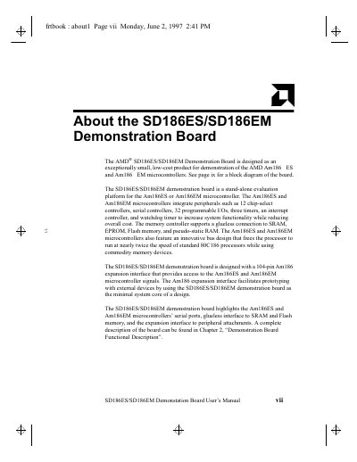 AMD SD186ES/SD186EM Demonstration Board User's Manual - cover page