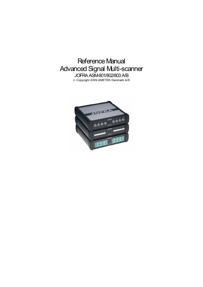 AMETEK JOFRA ASM-801/802/803 A/B Advanced Signal Multi-scanner Reference Manual - cover page