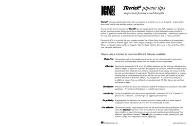 ICN Biomedicals TiterTekt Pipette Tips Catalog - cover page