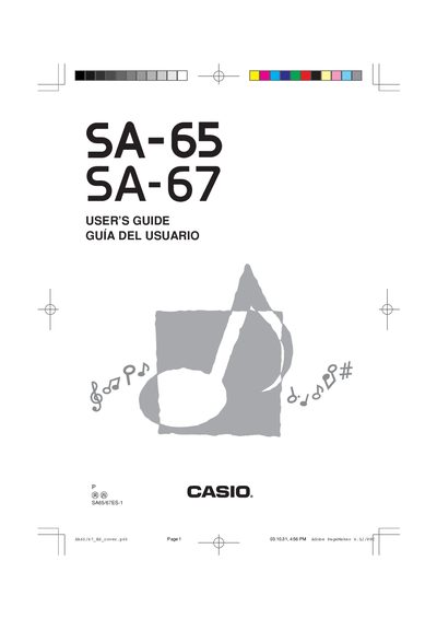 Casio SA-65/SA-67 Electronic Organ User's Guide - cover page