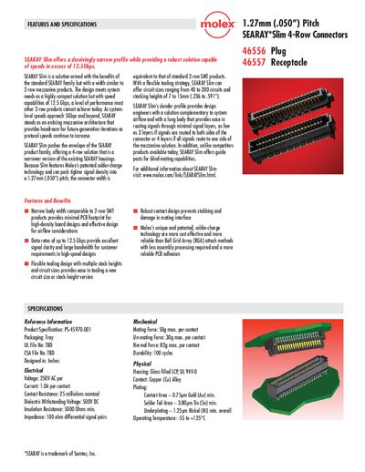 Molex 1.27mm (.050 ) Pitch SEARAY*Slim 4-Row Connector Manual - cover page