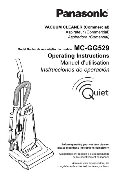Panasonic MC-GG529 Commercial Vacuum Cleaner Operating Instructions - cover page