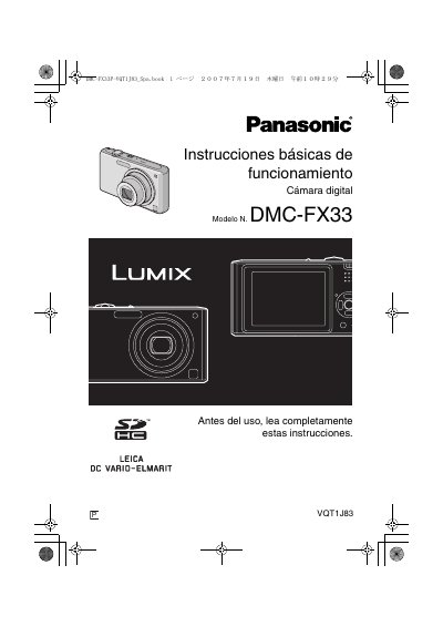 Panasonic DMCFX33-SP Manual - cover page