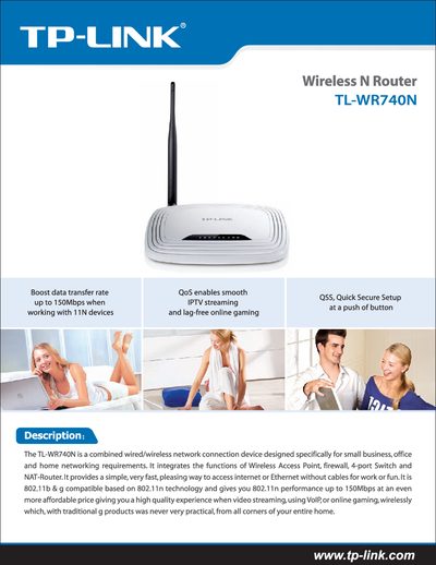 TP-Link TL-WR740N Wireless N Router User Manual - cover page