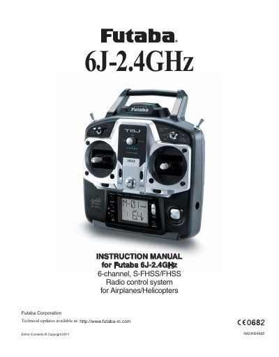 Futaba 6J-2.4GHz 6-Channel Radio Control System Instruction Manual - cover page