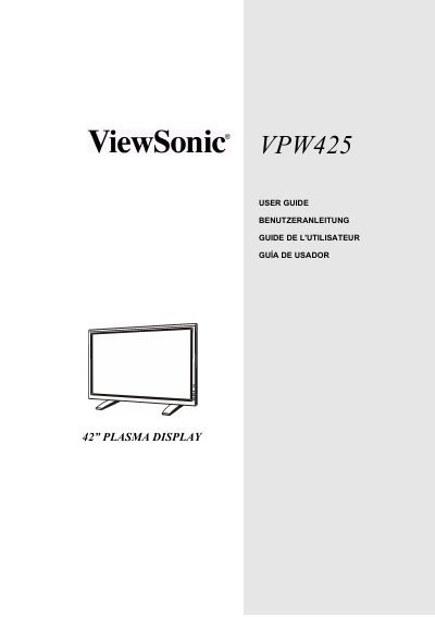 ViewSonic VPW425 Plasma Display User Guide