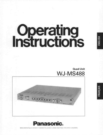 Panasonic WJ-MS488 Quad Unit User Manual - cover page