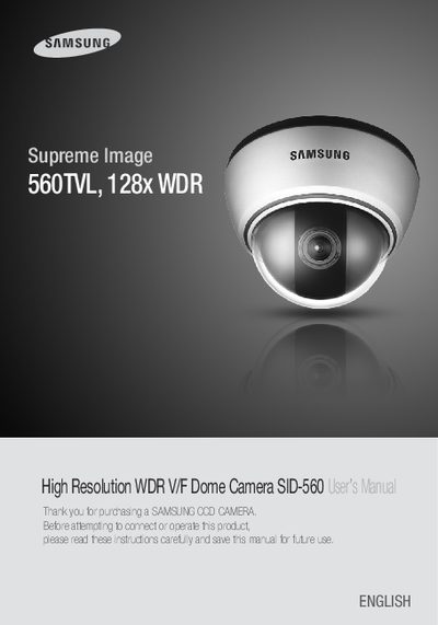 samsung Supreme Image 560TVL Manual - cover page