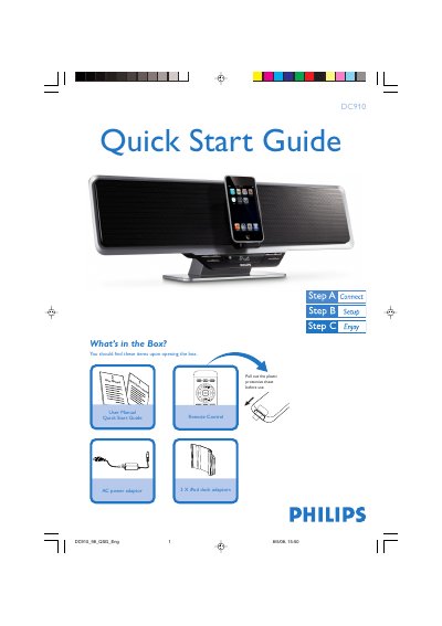 Philips DC910 Audio System Quick Start Guide - cover page