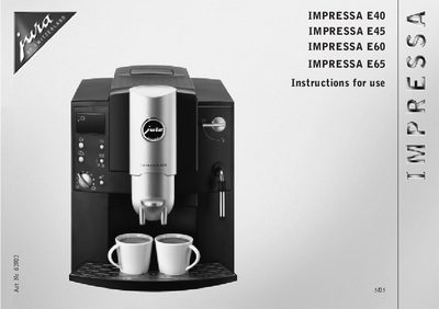 Jura Impressa E40/E45/E60/E65 Instructions for Use - cover page
