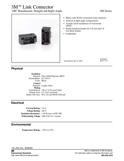 3M 382 Series Link Connector Datasheet - cover page