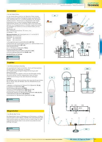 Sommer-Technik ZF/TO/MH Series Pneumatic Lubricators and Dripers Product Data Sheet - cover page