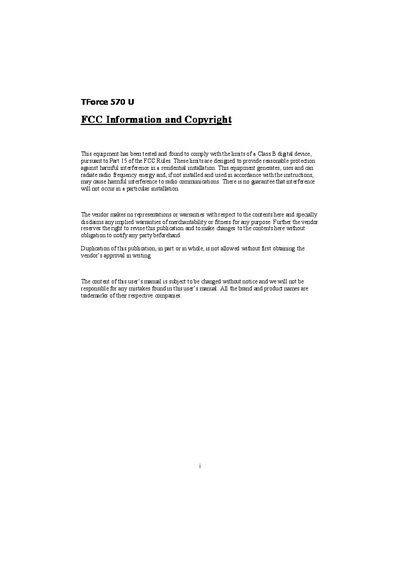 TForce 570 U Motherboard User Manual - cover page