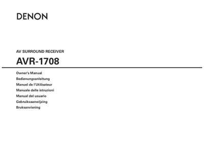 Denon AVR-1708 User Manual - cover page