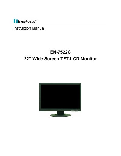 EverFocus EN-7522C 22" TFT-LCD Monitor Instruction Manual - cover page