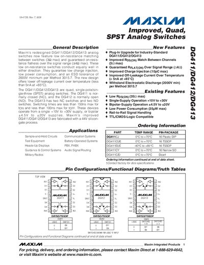 Maxim DG411/DG412/DG413 Datasheet