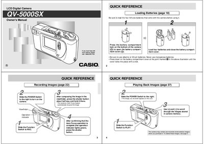 Casio QV-5000SX Digital Camera Owner's Manual - cover page