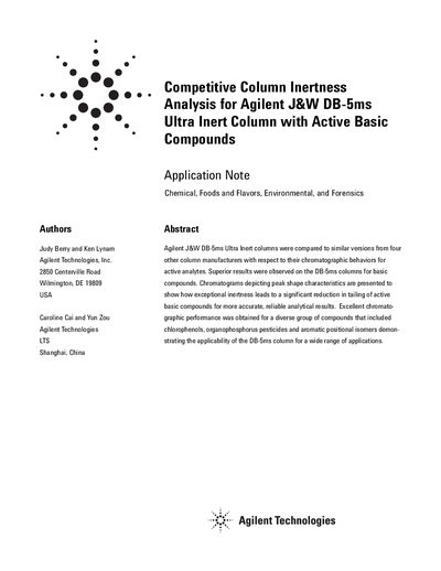 Agilent J&amp;W DB-5ms Ultra Inert Column Application Note