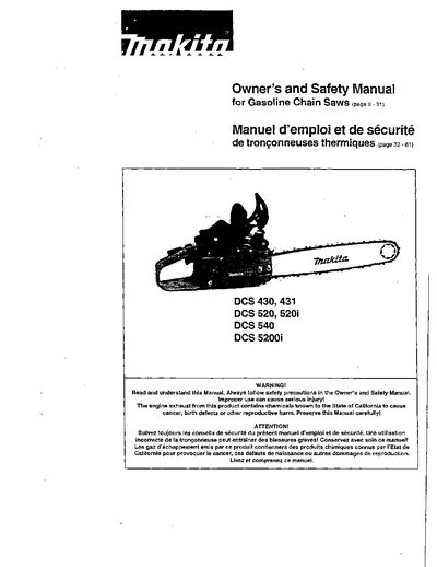 Makita DCS 430, 431, 520, 520i, 540, 5200i Owner’s and Safety Manual - cover page