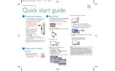 DCP851 DCP951 DCP852 Portable DVD Player Quick Start Guide