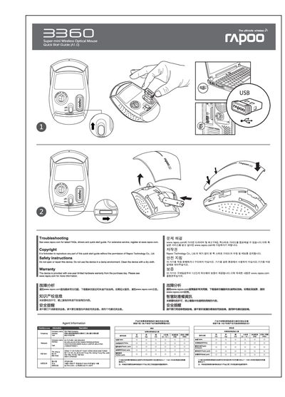 Rapoo Super-mini Wireless Optical Mouse Quick Start Guide - cover page