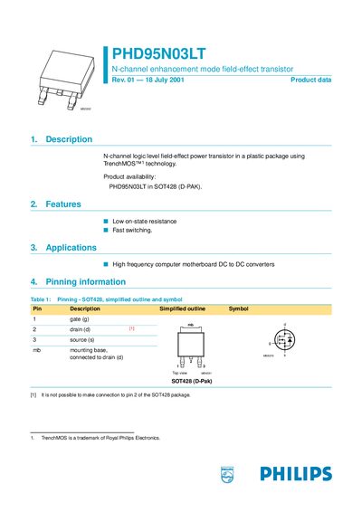 PHILIPS PHD95N03LT handbook - cover page