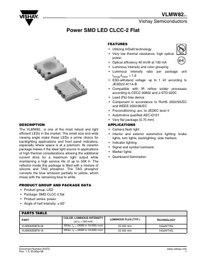 Vishay VLMW82.. Datasheet - cover page