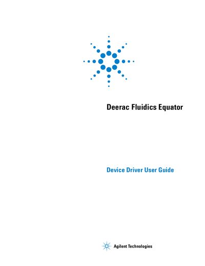 Agilent Deerac Fluidics Equator Device Driver User Guide - cover page