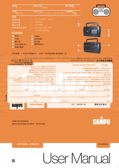 Sampo AK-W906AL Handheld Radio User Manual - cover page