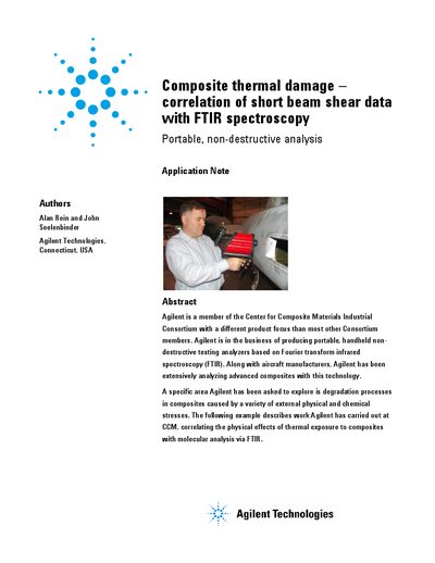 Agilent 4100/4200 FTIR Composite Thermal Damage Correlation Application Note - cover page