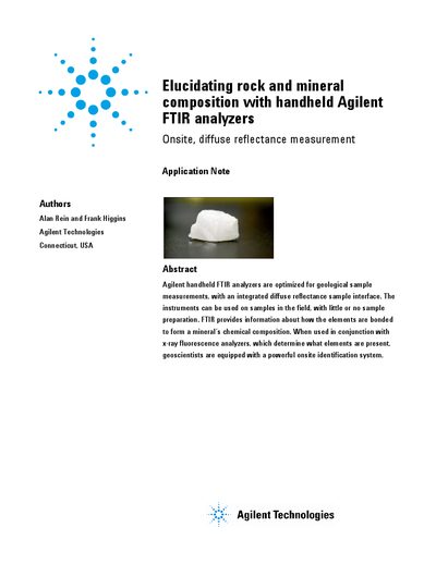 Agilent 4100 ExoScan FTIR Application Note - cover page