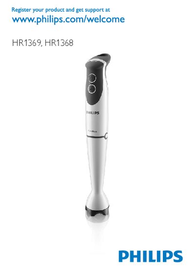 Philips HR1369/HR1368 Hand Blender User Manual - cover page
