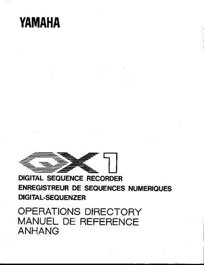 Yamaha QX1 Operations Directory - cover page