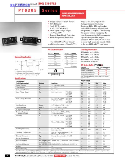 Power Trends PT6305 Series Integrated Switching Regulator Datasheet - cover page