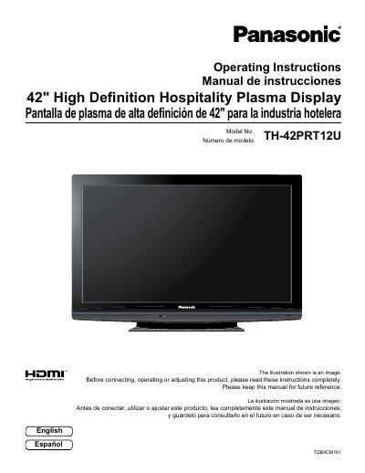 Panasonic TH-42PRT12U Plasma Display Operating Instructions - cover page