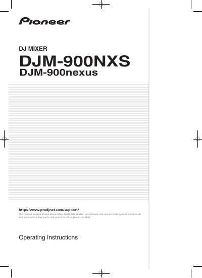 Pioneer DJM-900NXS DJ Mixer Operating Instructions - cover page